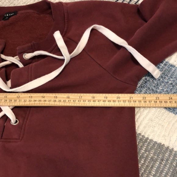 Ellie & Kate Womens Sweatshirt Dress Sz XL Burgundy Ties High Low Comfy Cozy - Picture 9 of 11